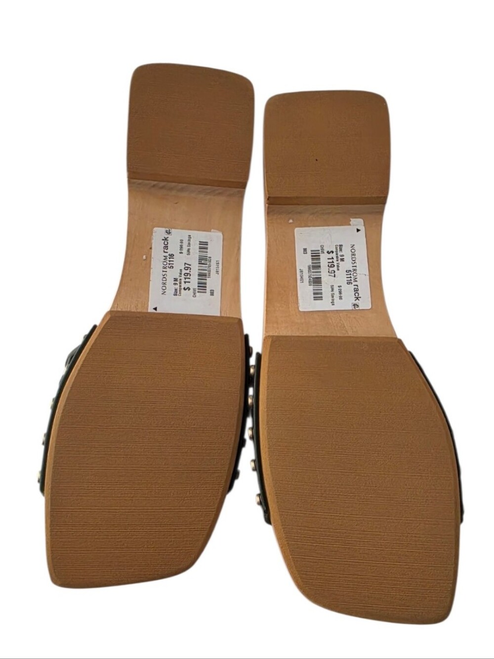 VINCE Chive Wood Slide Sandals Olive Cage Leather Size 9 M - Picture 9 of 9